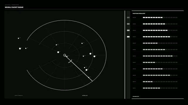 Monochrome Radar HUD Interface with Segmented Status Dashboard 4K Wallpaper