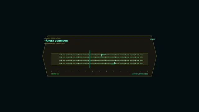 Target Corridor Campaign Strategy HUD Interface with Green Telemetry Grid, 4K