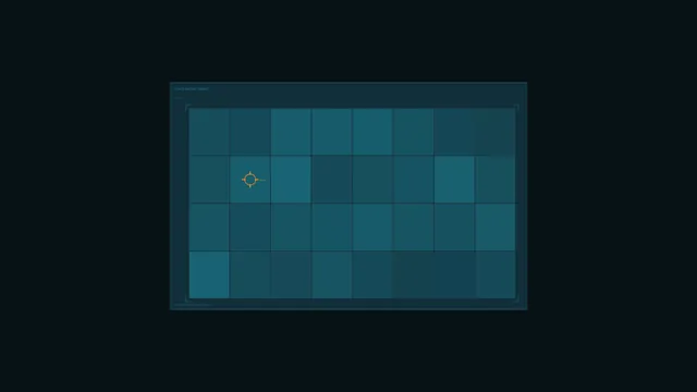 Data Matrix Grid HUD with Orange Reticle 4K Sci-Fi Wallpaper