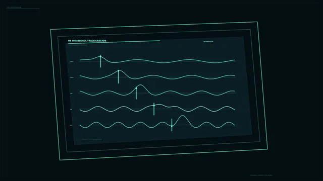 Bioaerosol Trace Diagnostic HUD with Cyan Telemetry Graphs 4K Wallpaper