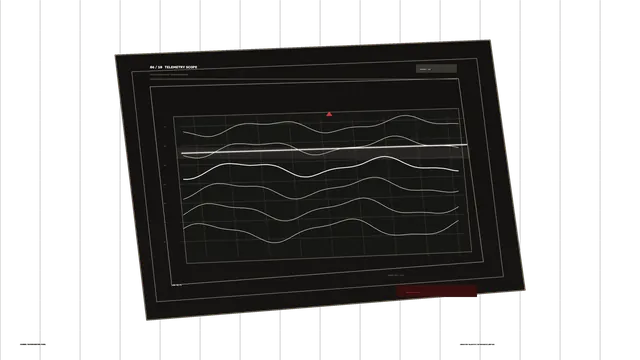 Dark Sci-Fi Telemetry Scope HUD with Waveform Graphs 4K Wallpaper