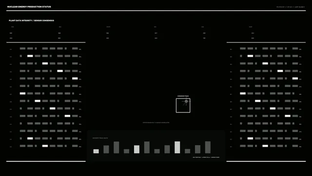 Nuclear Energy Production Status HUD with Sensor Consensus Dashboard