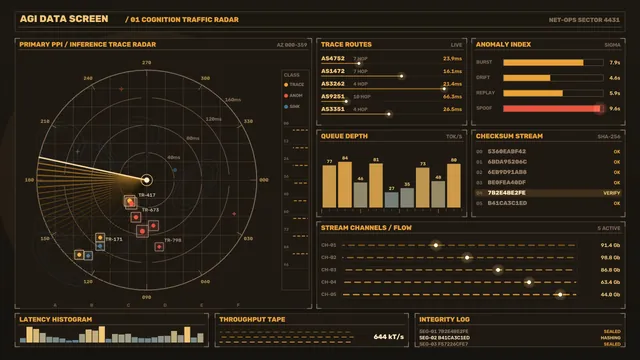 Sci-Fi Traffic Radar HUD Dashboard with Telemetry Panels 4K Wallpaper