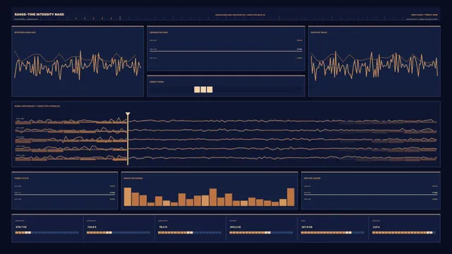 Sci-Fi Range Analysis HUD with Waveform Traces and Telemetry Dashboard 4K