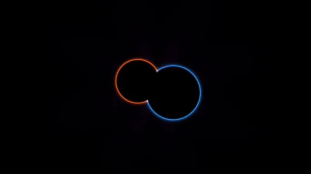 Orange and Blue Overlapping Scanner-Style HUD Rings 4K Wallpaper