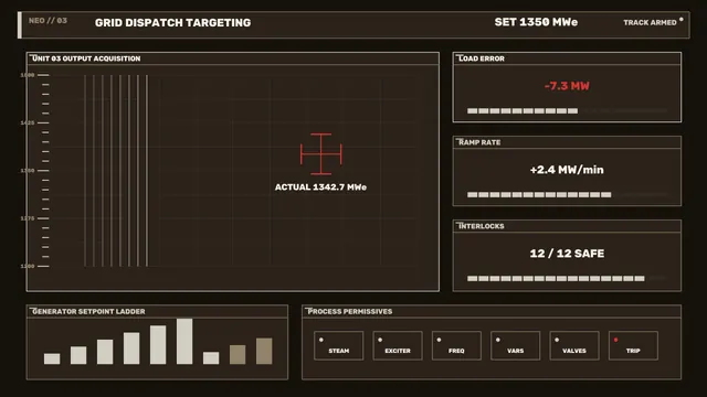 Fictional Industrial Power Grid Control HUD Dashboard 4K Wallpaper