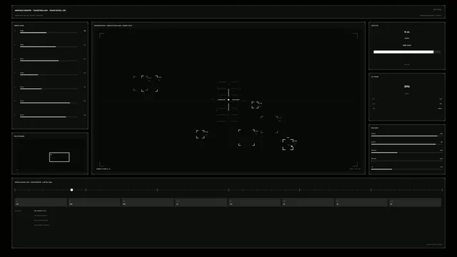 Dark Airspace Monitoring HUD with Target Tracking and Telemetry Panels – Free 4K