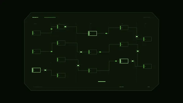 Green Sci-Fi HUD Telemetry Flowchart 4K Wallpaper
