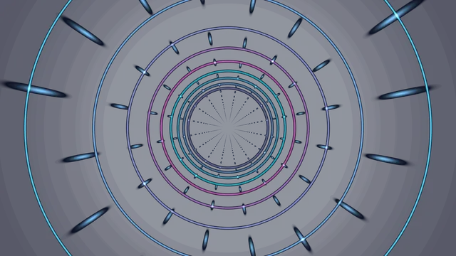 Concentric Neon Rings and Radial Light Marks on Dark Blue 4K Wallpaper
