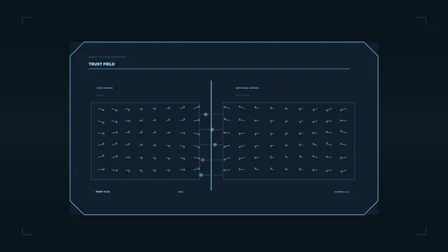 Futuristic Trust Field HUD Dashboard with Dual Telemetry Panels