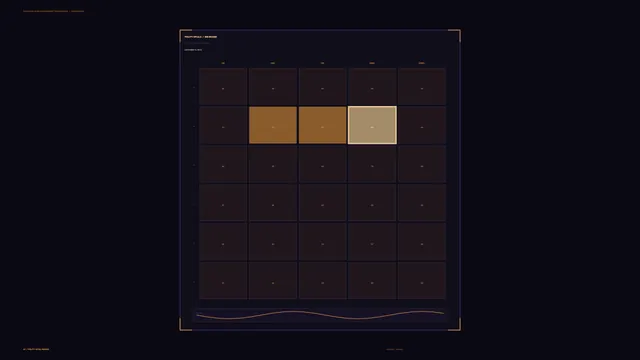 Political Risk Assessment HUD Dashboard with 5×6 Data Grid | 4K Sci-Fi Wallpaper
