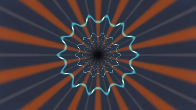 Free 4K Cyan Geometric Tunnel with Orange Radial Beams