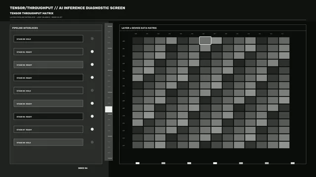 Monochrome Sci-Fi Throughput Diagnostic HUD 4K Wallpaper