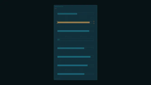 Teal Sci-Fi Telemetry Dashboard HUD with Horizontal Status Bars