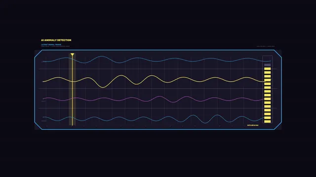 Futuristic Telemetry Waveform HUD with Anomaly Marker