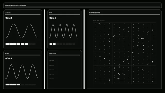 Traffic Analytics Dashboard HUD with Vector Grid | 4K Sci-Fi Wallpaper
