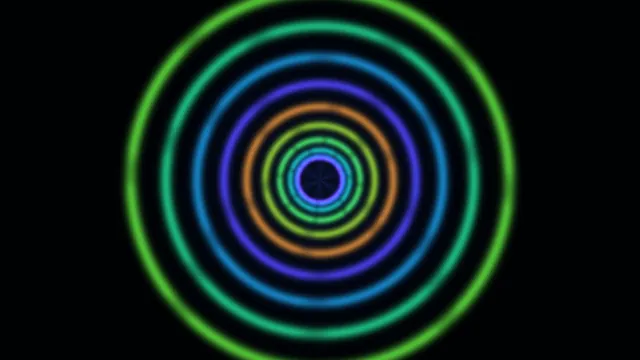 Concentric Multicolor Light Rings on Black 4K Wallpaper