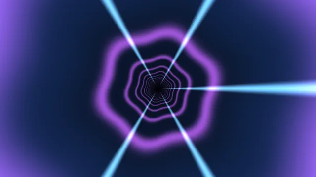 Neon Purple and Cyan Portal Tunnel with Concentric Rings