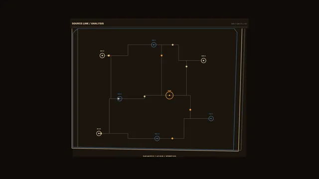 Sci-Fi Source Link Analysis HUD with Network Telemetry