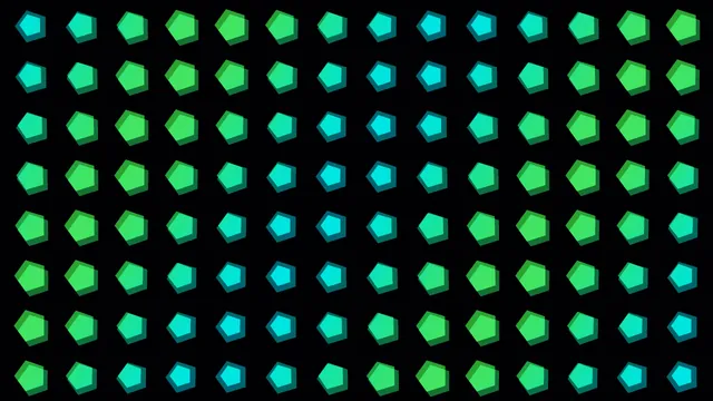 Cyan and Green Layered Polygon Grid on Black