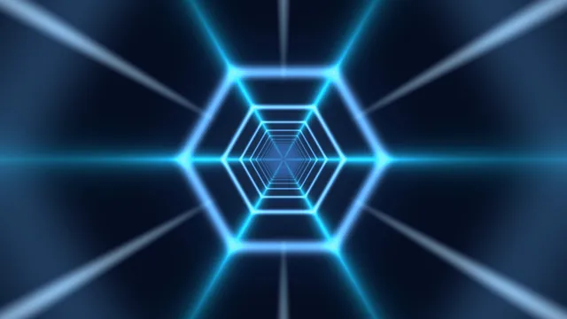 Electric Blue Hexagonal Tunnel 4K Wallpaper
