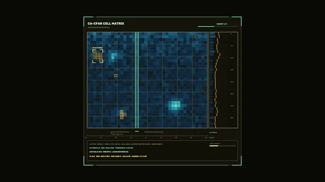 Sci-Fi Sonar Detection HUD Cell Matrix 4K Wallpaper