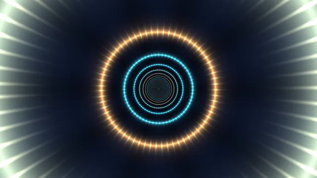 Concentric Cyan and Amber Light Rings on Dark Navy