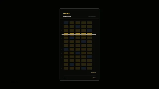 Precinct Matrix Verifier HUD Dashboard 4K Sci-Fi Wallpaper