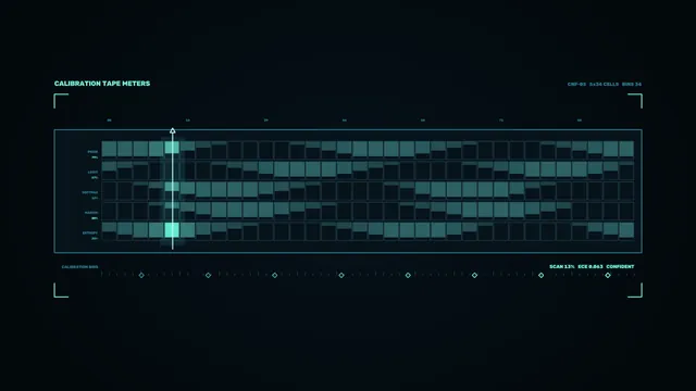 Teal Calibration Tape Meter Sci-Fi HUD Dashboard 4K Wallpaper