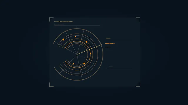 Orange Circular Radar Telemetry HUD on Dark Blue 4K Wallpaper