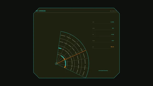 Fictional Radar Coverage HUD with Sector Scanner — 4K Sci-Fi Wallpaper