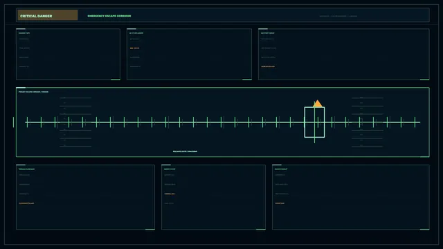 Sci-Fi Aircraft Navigation HUD Escape Corridor 4K Wallpaper
