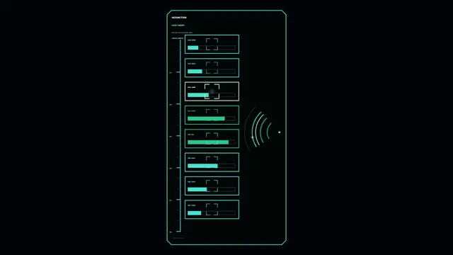 Futuristic Target Status HUD Telemetry Panel with Radial Scanner, 4K Wallpaper