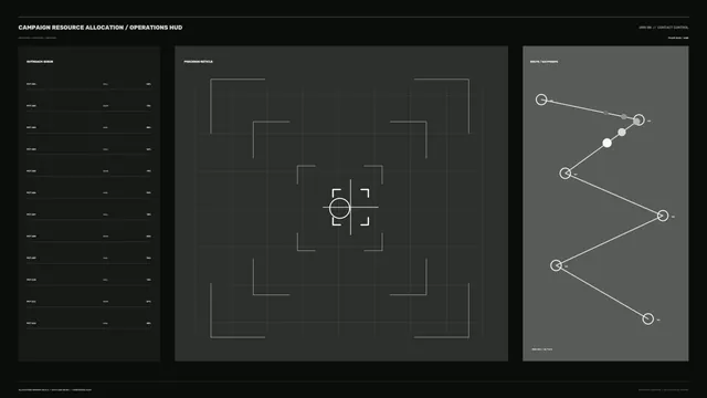 Sci-Fi Resource Allocation Operations HUD with Reticle and Waypoints