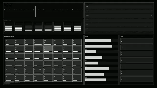 Industrial Process Monitoring HUD Dashboard, Monochrome Sci-Fi 4K Wallpaper
