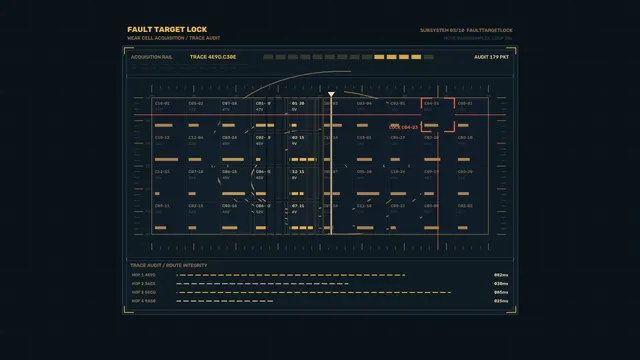 Battery Cell Fault Target Lock Telemetry HUD 4K Wallpaper