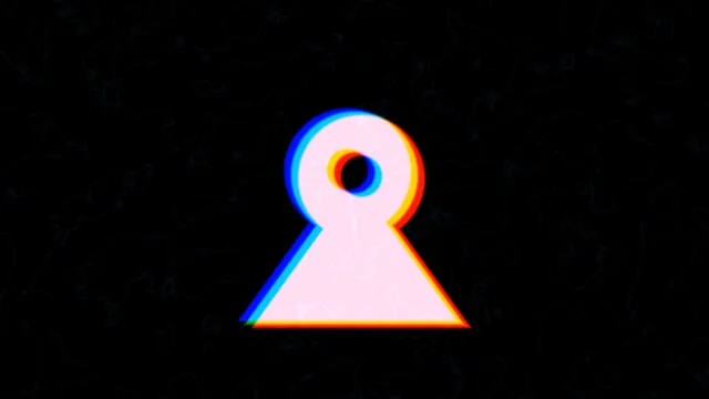 Chromatic Keyhole Icon on Black Texture 4K Wallpaper