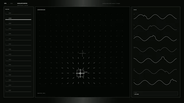 Interstellar Signal Tracking HUD with Reticle and Waveform Panels