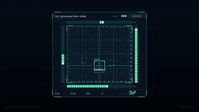 Futuristic Air Defense-Style HUD Grid Scanner with Cyan Telemetry