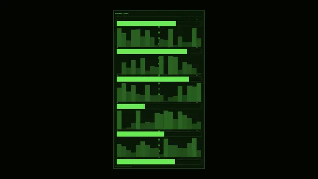Green Sci-Fi HUD Dashboard with Bar Charts and Progress Bars 4K Wallpaper