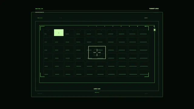 Green Sci-Fi Target Lock HUD with Telemetry Grid, 4K Wallpaper