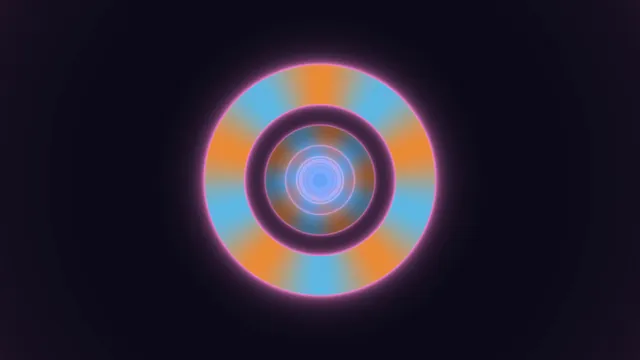 Neon Concentric Circle Portal with Cyan and Orange Radial Geometry 4K Wallpaper