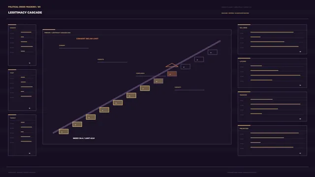 Legitimacy Cascade Political Crisis Tracking HUD 4K Wallpaper