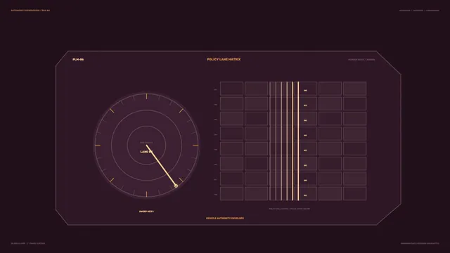 Sci-Fi Policy Matrix HUD with Circular Telemetry Gauge