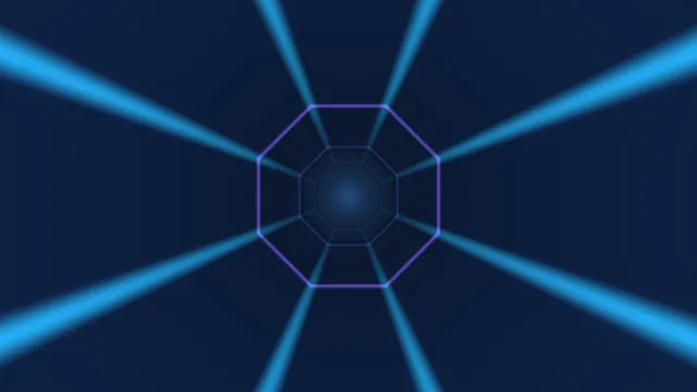 4K Radial Octagonal Interface with Cyan Light Beams