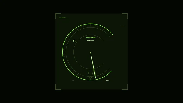 Acoustic Contact Bearing HUD – Green Circular Radar Interface 4K Wallpaper