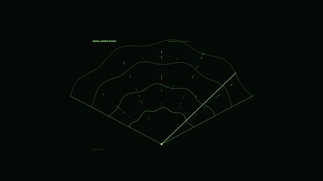 Green Radar Wedge HUD Interface on Black 4K Wallpaper