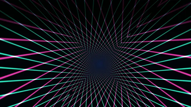 Neon Cyan and Magenta Geometric Tunnel Grid on Black