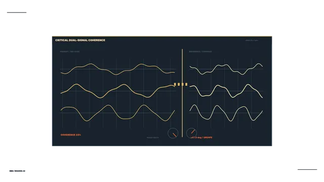 Critical Dual-Signal Coherence HUD with Waveform Telemetry – 4K Sci-Fi Wallpaper