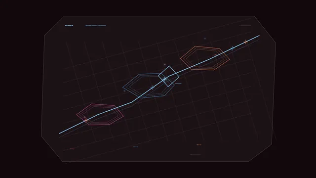 Decision Topology Mapping HUD with Grid, Node Path and Polygon Zones | 4K Sci-Fi